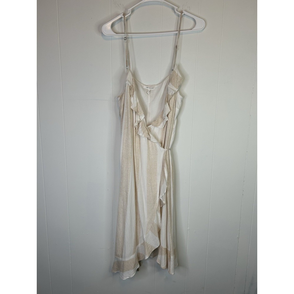 Avec Les Filles Women's Size Medium Strappy Wrap Dress White Beige Midi 229